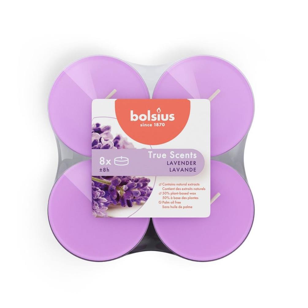 Bolsius Lavender 8 Hour Maxi Tealights (Pack of 8) £3.59